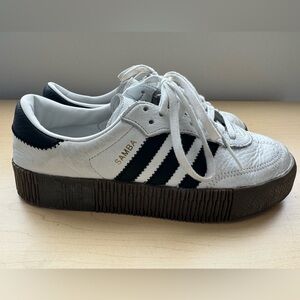 Adidas Sambarose Women's Samba White and Black Platform Sneakers 7.5